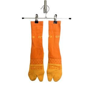 Crocs Crew Toe Tabi Socks Unisex Medium Orange Yellow Split Toe Gripper Sole NEW